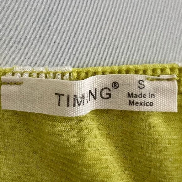 Timing Neon Green Floral Hawaiian Halter Crop Tank Top - Picture 4 of 4